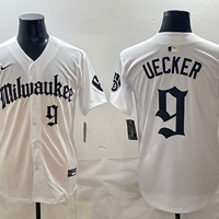 Men's Milwaukee Brewers Bob Uecker #9 White Replica Player Jersey