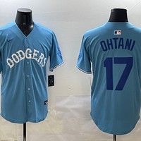 Men's Los Angeles Dodgers Shohei Ohtani #17 Light Blue Replica Player Jersey1
