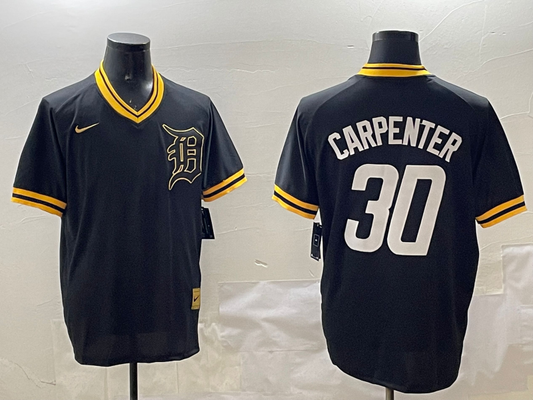 Men's Detroit Tigers Kerry Carpenter #30 Black Replica Player Jersey1