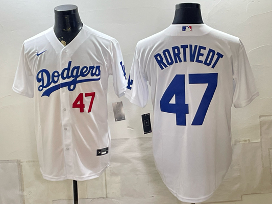 Men's Los Angeles Dodgers Ben Rortvedt #47 White Home Replica Jersey