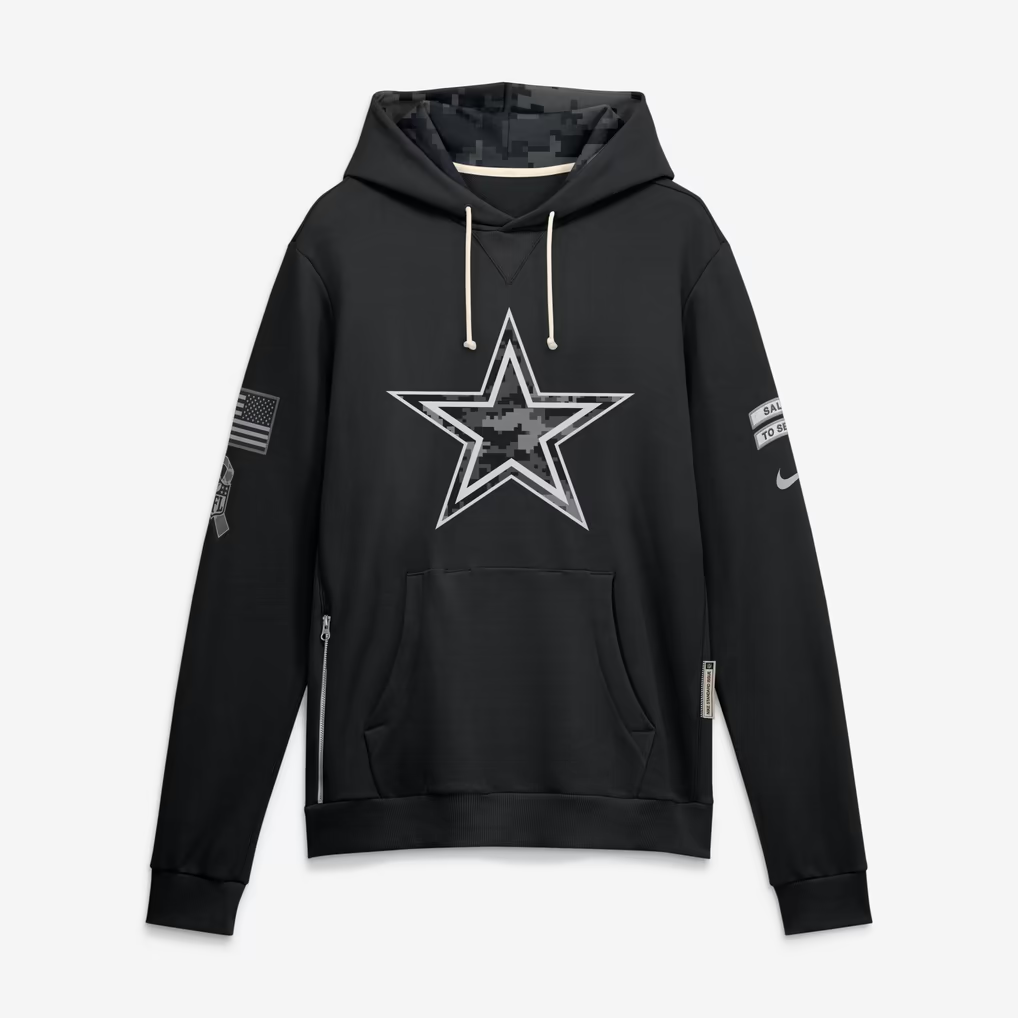 Men's Dallas Cowboys Black 2026 Salute to Service Sideline Dri-FIT Pullover Hoodie