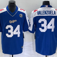 Men's Los Angeles Dodgers Fernando Valenzuela #34 Blue Alternate Player Jersey1