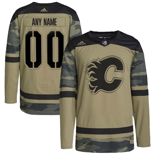 Men's Calgary Flames Camo Military Appreciation Team Authentic Custom Practice Jersey1
