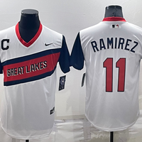 Men's Cleveland Guardians Jose Ramirez #11 White Replica Player Jersey1