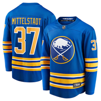 Casey Mittelstadt #37 Buffalo Sabres Royal Replica Player Jersey - JerseysFreak