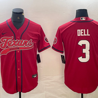 Men's Houston Texans Tank Dell #3 Red Player Jersey1 Joint Edition