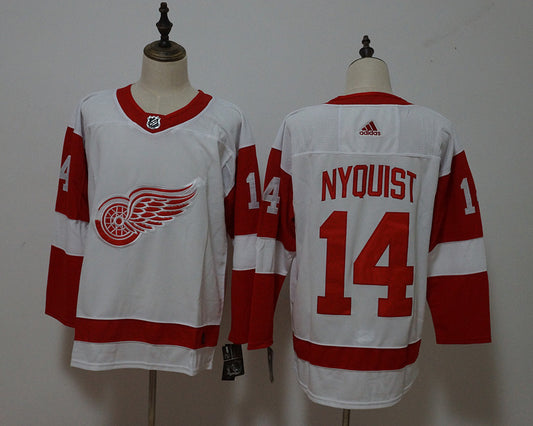 Men's Detroit Red Wings Gustav Nyquist #14 White Breakaway Player Jersey1