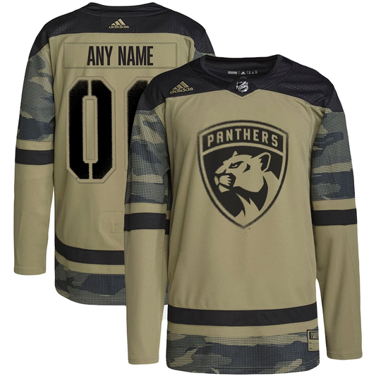 Men's Florida Panthers Camo Military Appreciation Team Authentic Custom Practice Jersey1