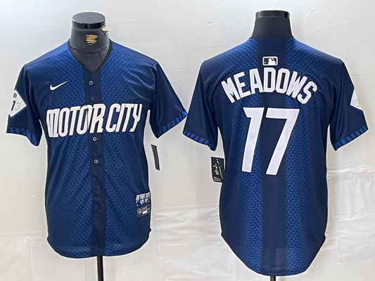 Men's Detroit Tigers Austin Meadows #17 Navy 2024 City Connect Limited Jersey1