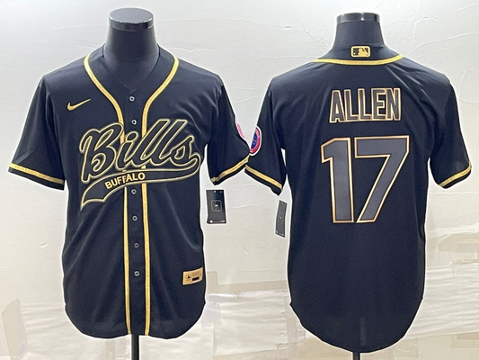 Men's Buffalo Bills Josh Allen #17 Black Player Jersey1 Joint Edition