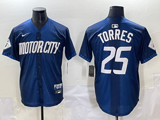 Men's Detroit Tigers Gleyber Torres #25 Navy 2024 City Connect Limited Jersey