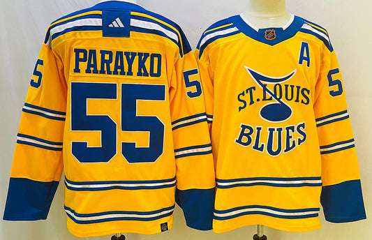 Men's St. Louis Blues Colton Parayko #55 Yellow Game Jersey1