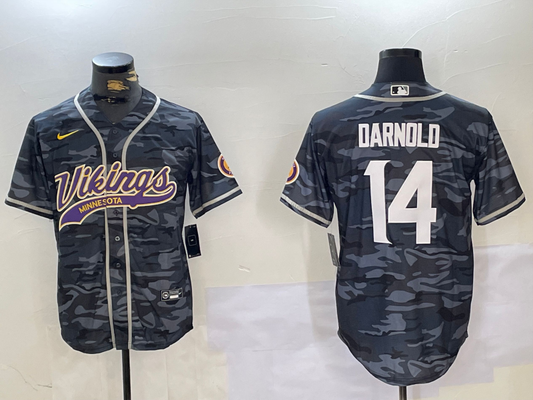 Men's Minnesota Vikings Sam Darnold #14 Grey Camouflage Game Jersey1
