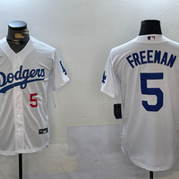 Men's Los Angeles Dodgers Freddie Freeman #5 White Replica Player Jersey1