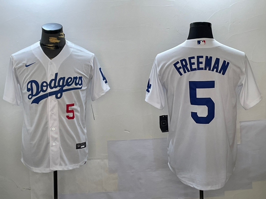 Men's Los Angeles Dodgers Freddie Freeman #5 White Replica Player Jersey1