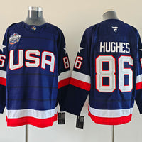 Men's United States 2025 4 Nations Face-Off Jack Hughes #86 Fanatics Navy Breakaway Jersey