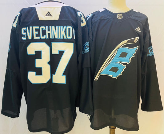 Men's Carolina Hurricanes Andrei Svechnikov #37 Black Home Breakaway Jersey1