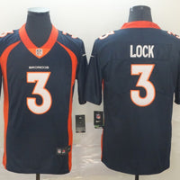 Men's Denver Broncos Drew Lock #3 Navy Game Jersey1