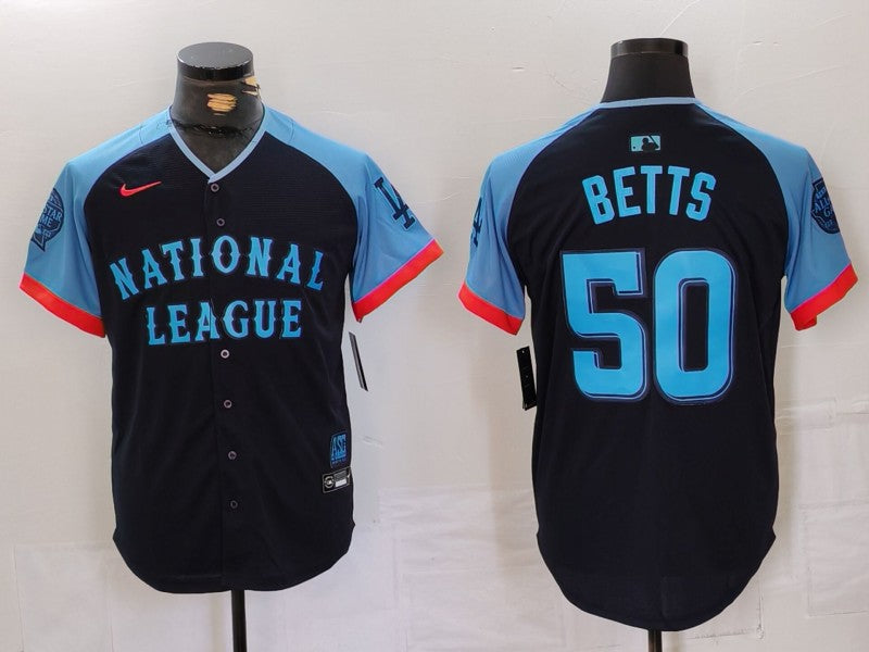 Men's National League Mookie Betts #50 Navy 2024 MLB All-Star Game Limited Player Jersey1