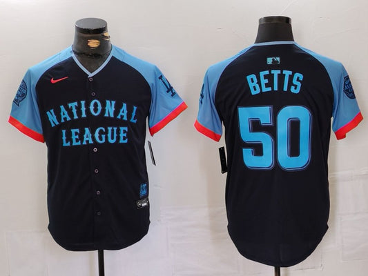 Men's National League Mookie Betts #50 Navy 2024 MLB All-Star Game Limited Player Jersey1