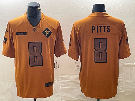 Men's Atlanta Falcons Kyle Pitts #8 Brown 2023 Salute To Service Limited Jersey1