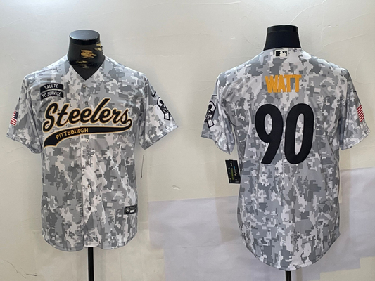 Men's Pittsburgh Steelers T.J. Watt #90 Arctic Camo Salute to Service Limited Jersey1
