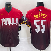 Men's Philadelphia Phillies Ranger Suarez #55 Red 2024 City Connect Limited Player Jersey1