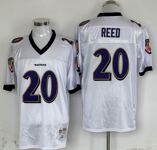 Men's Baltimore Ravens Ed Reed Mitchell & Ness White Legacy Replica Player Jersey1