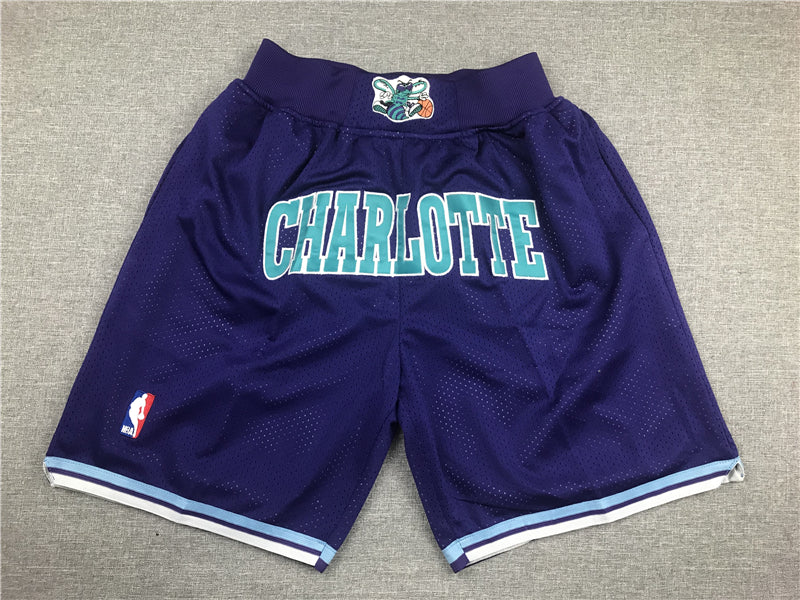 Men's Charlotte Hornets Purple Basketball Retro Shorts11