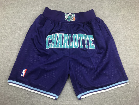 Men's Charlotte Hornets Purple Basketball Retro Shorts11