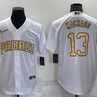 Men's San Diego Padres Manny Machado #13 White Replica Baseball Jersey1