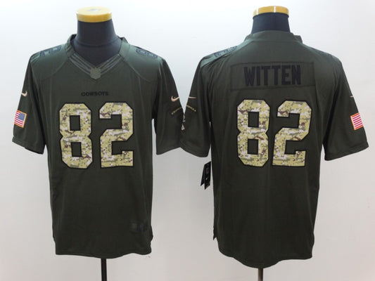 Men's Dallas Cowboys Jason Witten #82 Army Green Game Jersey1