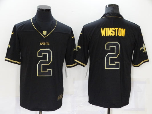 Men's New Orleans Saints Jameis Winston #2 Black Game Player Jersey1