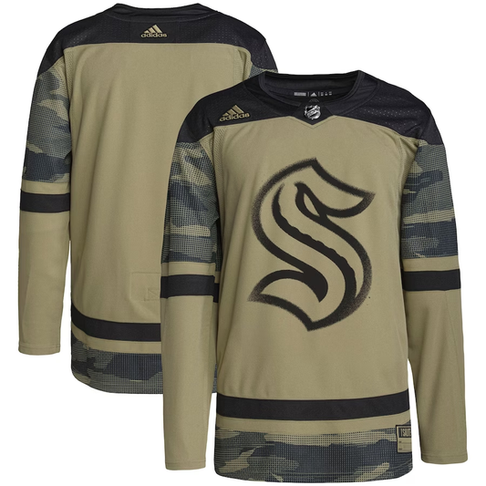 Men's Seattle Kraken Camo Military Appreciation Team Authentic Practice Blank Jersey1