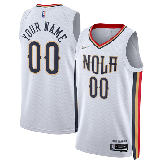 Men's New Orleans Pelicans White 2021/22 Swingman Custom Jersey1 - City Edition
