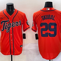 Men's Detroit Tigers Tarik Skubal #29 Orange Replica Player Jersey