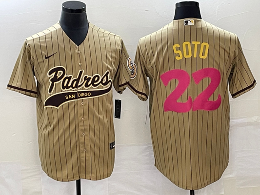 Men's San Diego Padres Juan Soto #22 Tan Replica Player Jersey1 Joint Edition