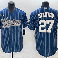 Men's New York Yankees Giancarlo Stanton #27 Blue Player Jersey1 Joint Edition