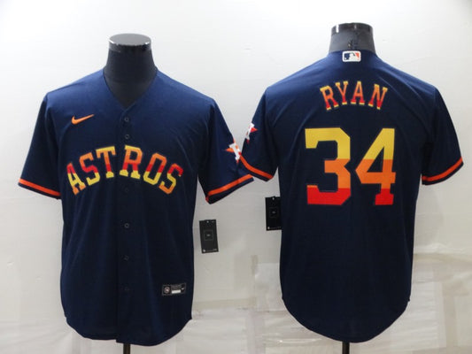 Men's Houston Astros Nolan Ryan #34 Navy Replica Player Jersey1