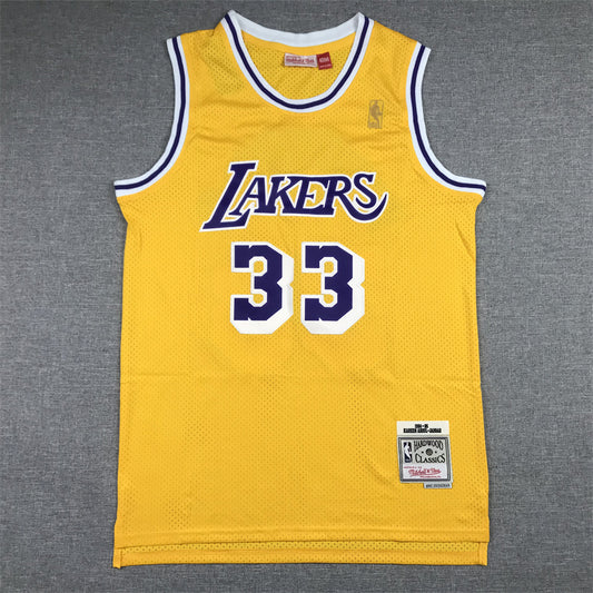 Men's Los Angeles Lakers Kareem Abdul-Jabbar Gold Hardwood Classics Jersey1