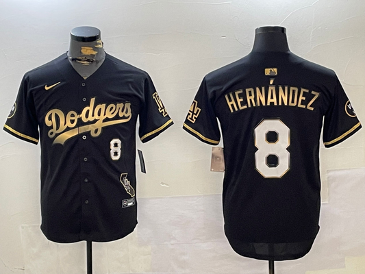 Men's Los Angeles Dodgers Enrique Hernandez #8 Black Game Player Jersey1