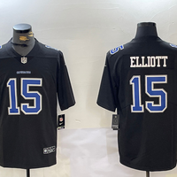 Men's Dallas Cowboys Ezekiel Elliott #15 Carbon Black Fashion Game Jersey1