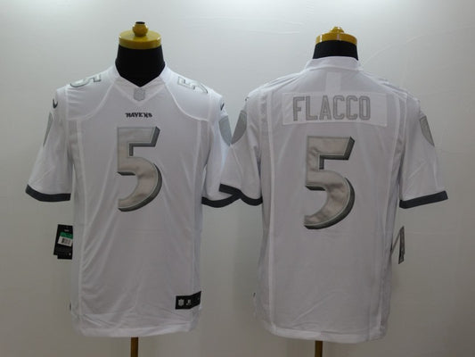 Men's Baltimore Ravens Joe Flacco #5 White Game Jersey1