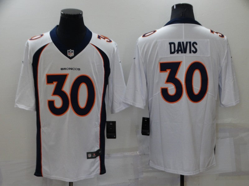 Men's Denver Broncos Terrell Davis #30 White Game Retired Player Jersey1