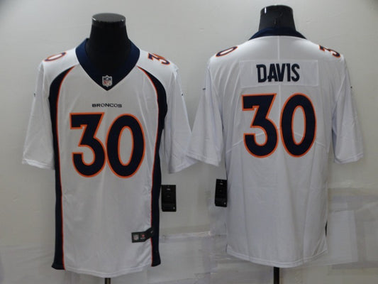 Men's Denver Broncos Terrell Davis #30 White Game Retired Player Jersey1