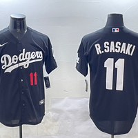 Men's Los Angeles Dodgers Roki Sasaki #11 Black Replica Player Jersey1