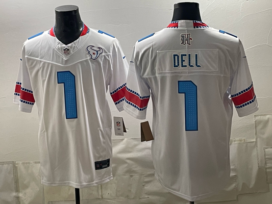 Men's Houston Texans Tank Dell #1 White 2026 Rivalries Collection Game Jersey