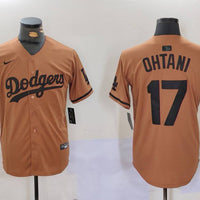 Men's Los Angeles Dodgers Shohei Ohtani #17 Brown Game Player Jersey1
