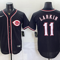 Men's Cincinnati Reds Barry Larkin #11 Fashion Replica Black Out Jersey