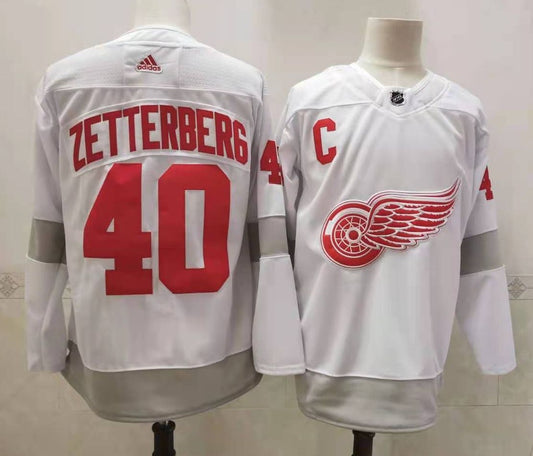 Men's Detroit Red Wings Henrik Zetterberg #40 White Breakaway Jersey1